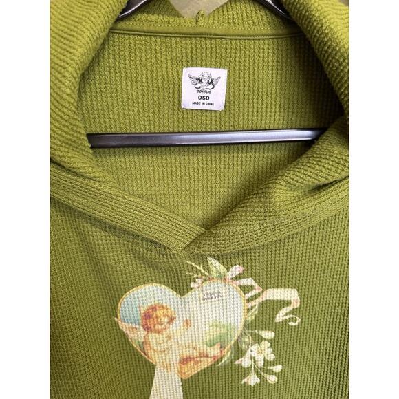 Boys Lie Perpetual Feelings Thermal Hoodie Sweatshirt Olive Green One Size - Picture 11 of 14